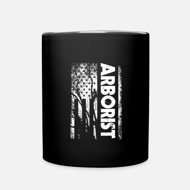 Baumpfleger USA Fahne - Tasse einfarbig - Schwarz