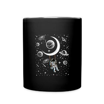 Astronauten Schaukel Geschenk - Tasse einfarbig - Schwarz - Vorne
