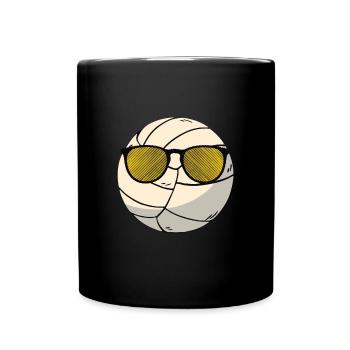 Volleyball Ball Mit Sonnenbrille - Tasse einfarbig - Schwarz - Vorne