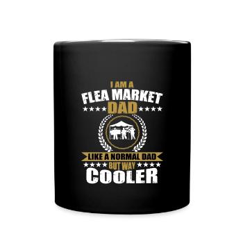 Flohmarkt Papa - Tasse einfarbig - Schwarz - Vorne