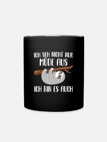 Faultier Büro Morgenmuffel Geschenkidee - Tasse einfarbig - Schwarz