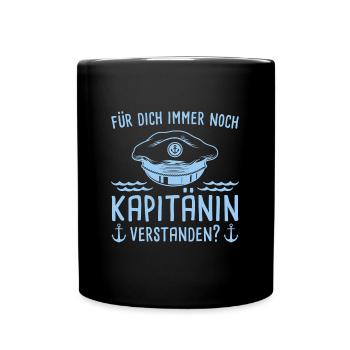 Seglerin Bootsführerschein Segelboot Kapitänin - Tasse einfarbig - Schwarz - Vorne