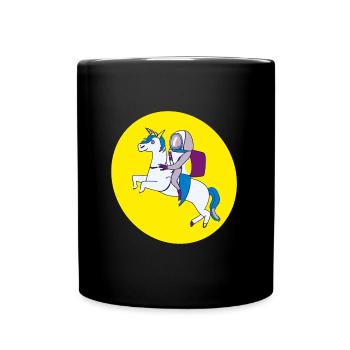 Astronaut rides a unicorn - Full Colour Mug - black - Front