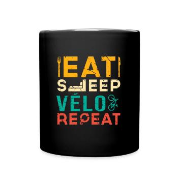 Eat sleep vélo repeat humour cycliste drôle - Mug uni - noir - Devant