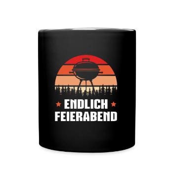 Grillen Endlich Feierabend Grill - Tasse einfarbig - Schwarz - Vorne
