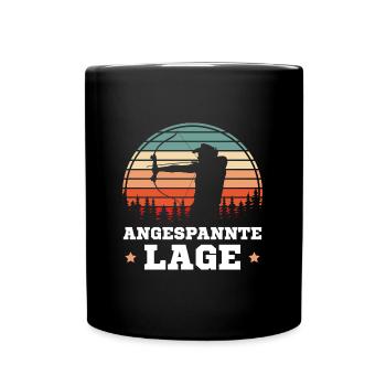 Bogenschießen Angespannte Lage Bogenschütze - Tasse einfarbig - Schwarz - Vorne