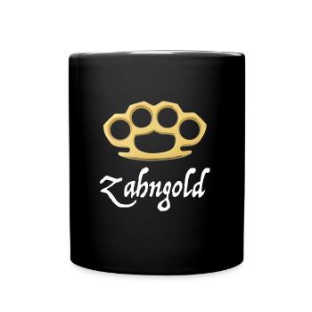 Zahngold | Schlagring, Polizei, lustige Sprüche - Tasse einfarbig - Schwarz - Vorne