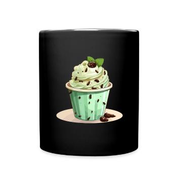 Minze Schokoladen Chip Eiscreme Tüte - Tasse einfarbig - Schwarz - Vorne
