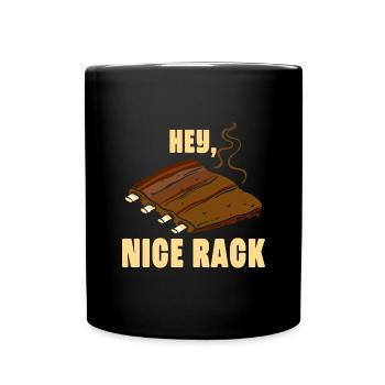 Hey Nice Rack Ribs Grill BBQ Short Ribs Rack - Tasse einfarbig - Schwarz - Vorne
