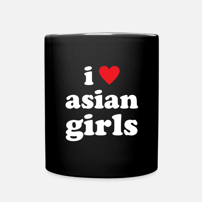 J’aime les filles asiatiques - Mug uni - noir