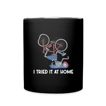 I Tried It At Home Skelett Fahrradunfall - Tasse einfarbig - Schwarz - Vorne