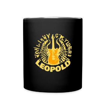 Leopold als Gitarre - Tasse einfarbig - Schwarz - Vorne