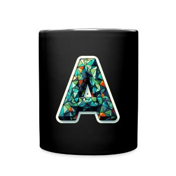 Buchstabe A Polygon bunt - Tasse einfarbig - Schwarz - Vorne