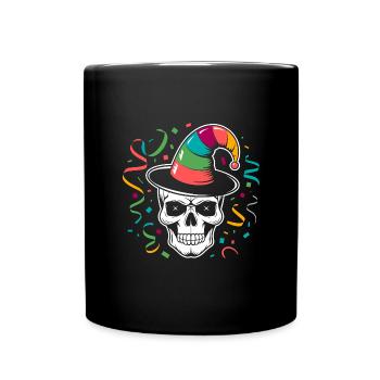 Lustiger Karneval Fasching Skull Helau - Tasse einfarbig - Schwarz - Vorne