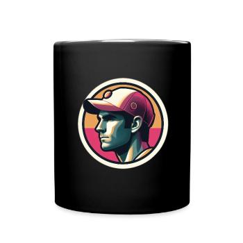 Man with tennis cap in pastel - Full Colour Mug - black - Front