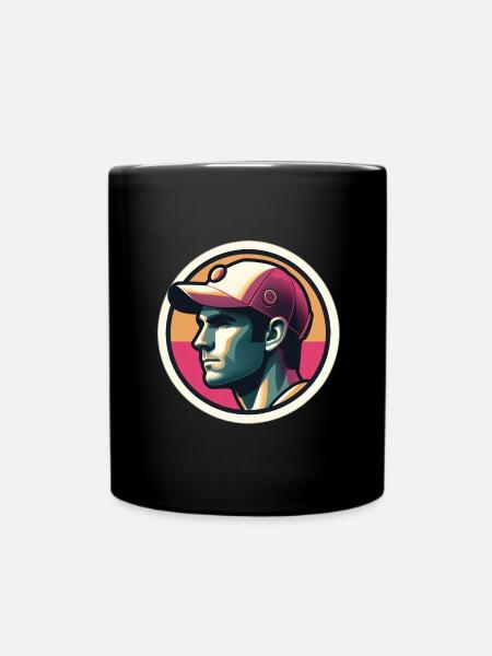 Mann mit Tennismütze in Pastell - Tasse einfarbig - Schwarz