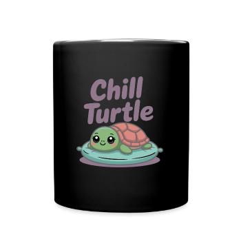 Cute turtle on pillow - Full Colour Mug - black - Front