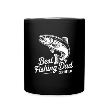 Papa ist der beste Angler mit springender Forelle - Tasse einfarbig - Schwarz - Vorne
