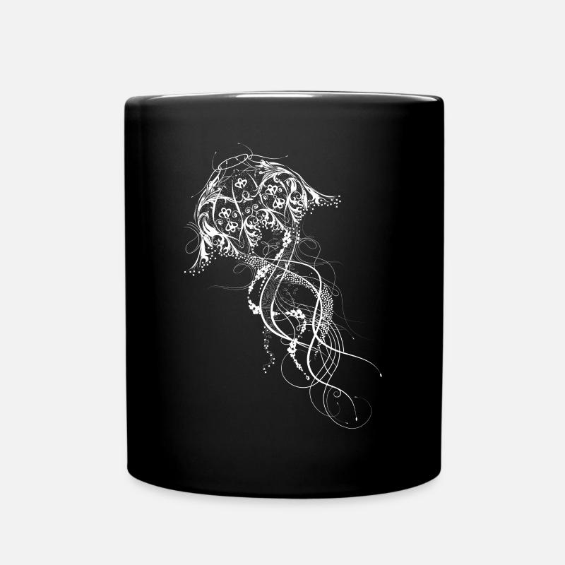 Une méduse blanche orné - Mug uni - noir