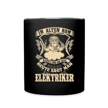 Elektriker Zeus - Tasse einfarbig - Schwarz - Vorne