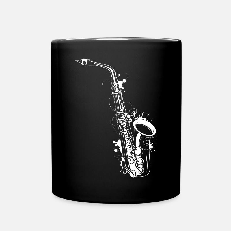 weißes Saxophon Graffiti - Tasse einfarbig - Schwarz