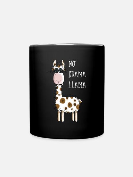 No Drama Llama - Lama Mit Sonnenbrille - Fun Comic - Tasse einfarbig - Schwarz