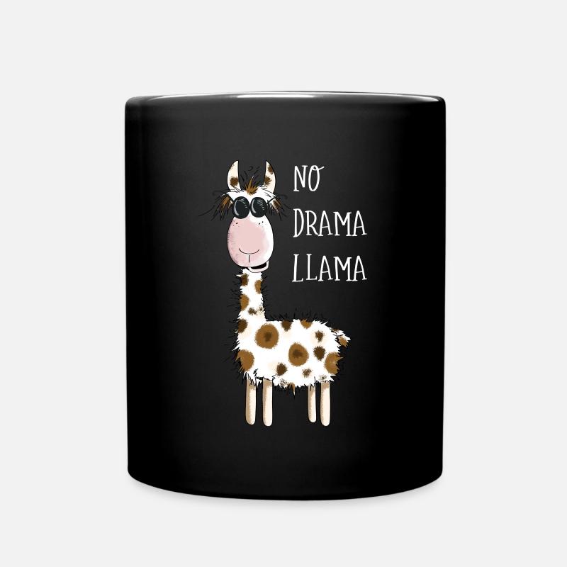 No Drama Llama - Lama Mit Sonnenbrille - Fun Comic - Tasse einfarbig - Schwarz