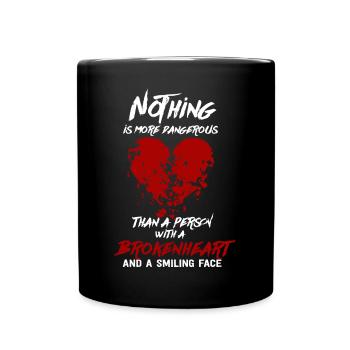 Broken Heart Love Dangerous Smile Face - Full Colour Mug - black - Front