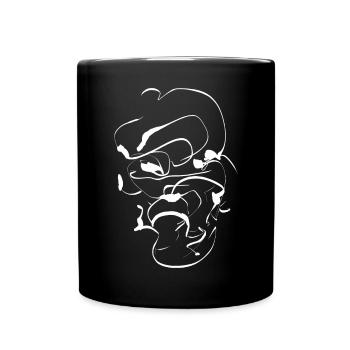 Samurai ink face / Abstract minimal mask - Full Colour Mug - black - Front