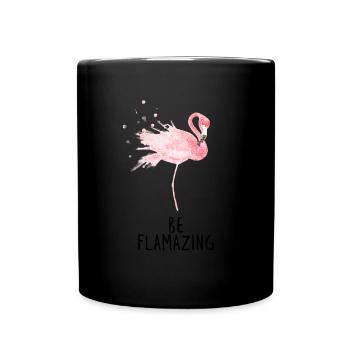 Flamingo Tropical Flamazing Geschenk - Tasse einfarbig - Schwarz - Vorne