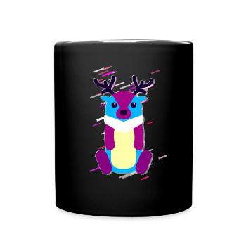 Baby Elch 80er Retro Violett - Tasse einfarbig - Schwarz - Vorne
