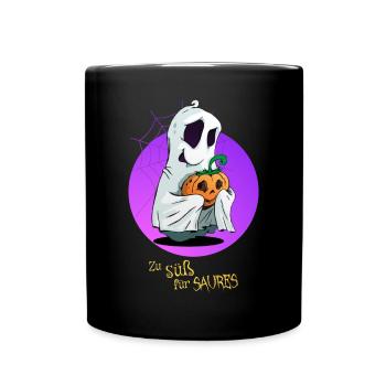 Süßes Gespenst - Lustiges Halloween Shirt - Tasse einfarbig - Schwarz - Vorne