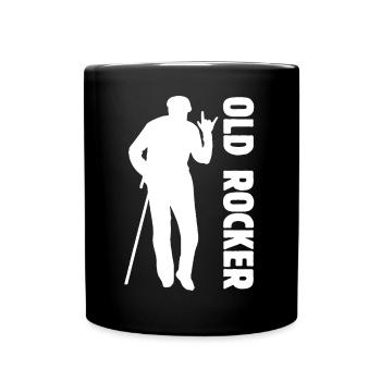 Old Rocker! Alt-Rocker, Rock 'n' Roll, (weiß) - Tasse einfarbig - Schwarz - Vorne