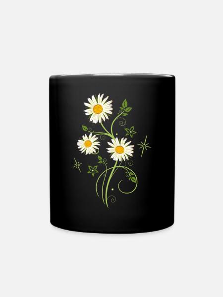 Margeriten Wildblumen Sommer - Tasse einfarbig - Schwarz