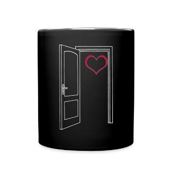 Open door on my heart (white) - Full Colour Mug - black - Front