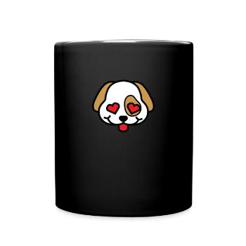 Cute Puppy Love with Heart Eyes - Full Colour Mug - black - Front