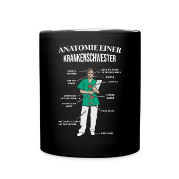 Anatomie einer Krankenschwester - Tasse einfarbig - Schwarz - Vorne