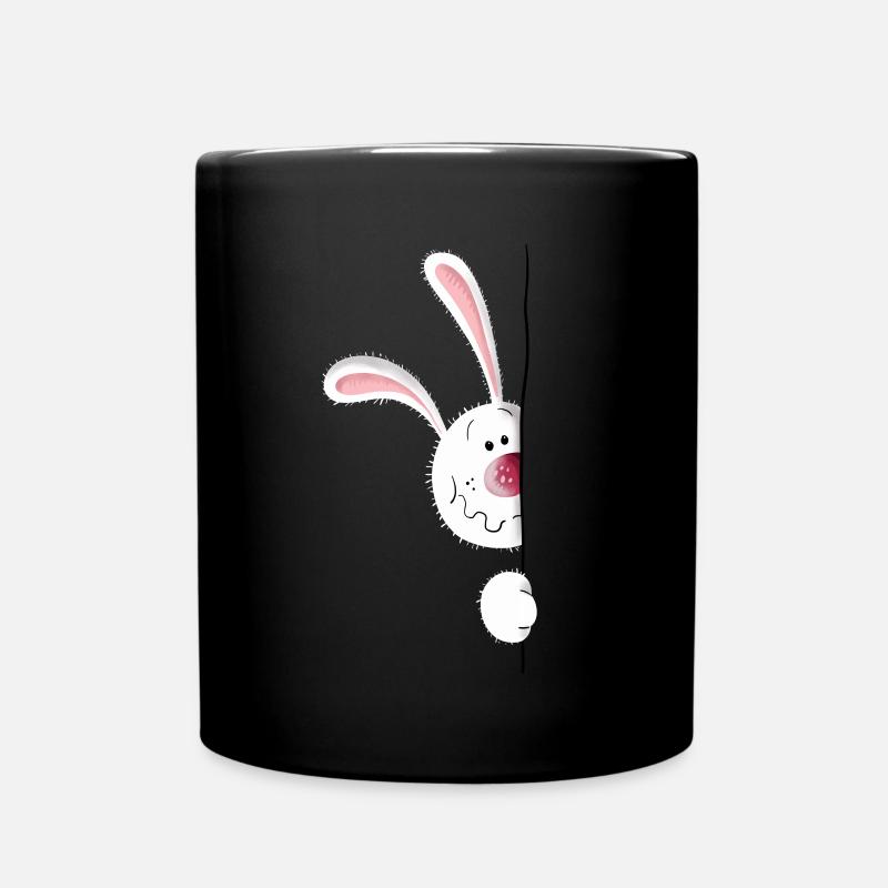 Neugieriges Kaninchen - Tasse einfarbig - Schwarz