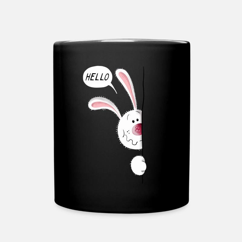 Kaninchen sagt Hello - Tasse einfarbig - Schwarz