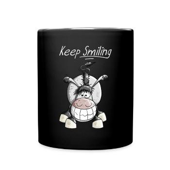 Keep Smiling Donkey - Full Colour Mug - black - Front