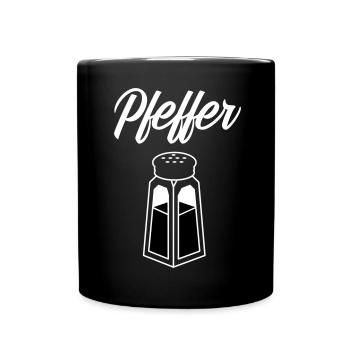 Salz - Pfeffer Partnerlook P64 B - Tasse einfarbig - Schwarz - Vorne