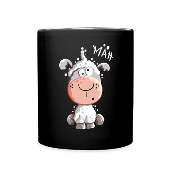 Drolliges Schaf - Schafe - Lamm - Fun - Tasse einfarbig - Schwarz - Vorne