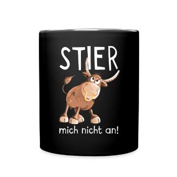 Stier mich nicht an - Bulle - Kuh - Comic - Tasse einfarbig - Schwarz - Vorne