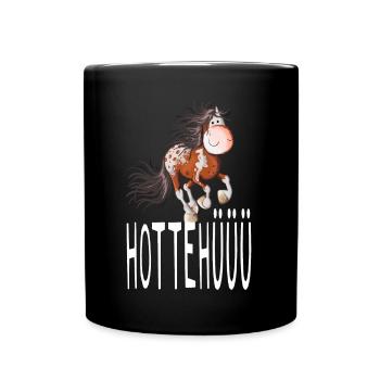 Hottehüüü Pferdchen - Reiter - Pferd - Comic - Tasse einfarbig - Schwarz - Vorne