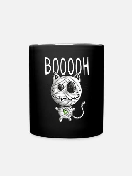 Booh Katzen Mumie - Halloween - Comic - Fun - Tasse einfarbig - Schwarz