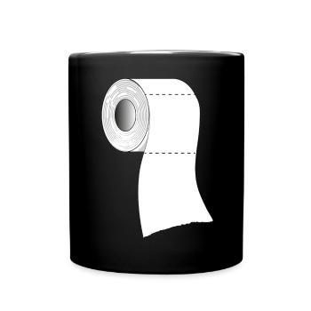 Eine Rolle Toilettenpapier - Tasse einfarbig - Schwarz - Vorne