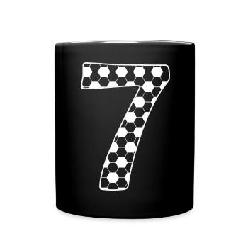 Ballon de football numéro 7 – Style hexagonal - Mug uni - noir - Devant