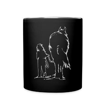 Girl with Horse Pferd - Full Colour Mug - black - Front