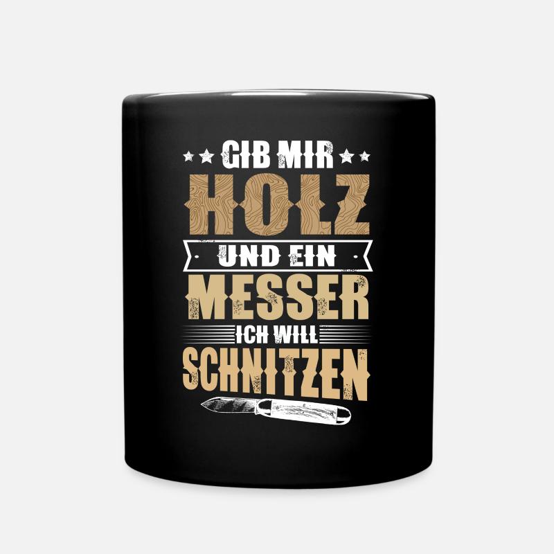 Schnitzen Holz - Tasse einfarbig - Schwarz