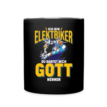 Elektriker Zeus Gott Papa Job Ausbildung - Tasse einfarbig - Schwarz - Vorne